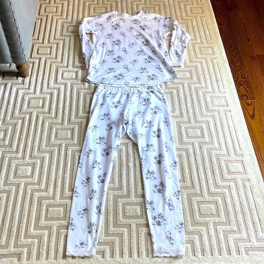 Floral gray and white pajamas